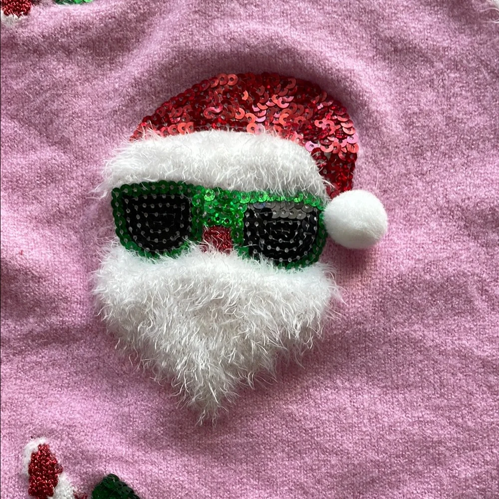 NEW Target 33 Degrees Pink Santa Print Christmas Festive Cardigan Sweater - Picture 8 of 16